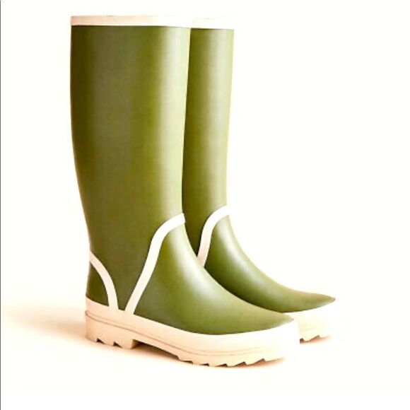 J. Crew New in box Blue Tall Lug-Sole Rain Boots Size 6 - Picture 1 of 3